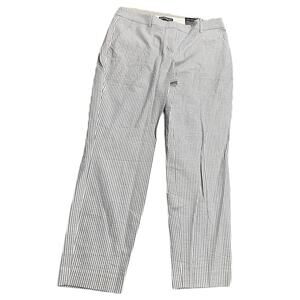 NWT Express Columnist Ankle Pants Seersucker Womens Sz 10 R Striped White Blue
